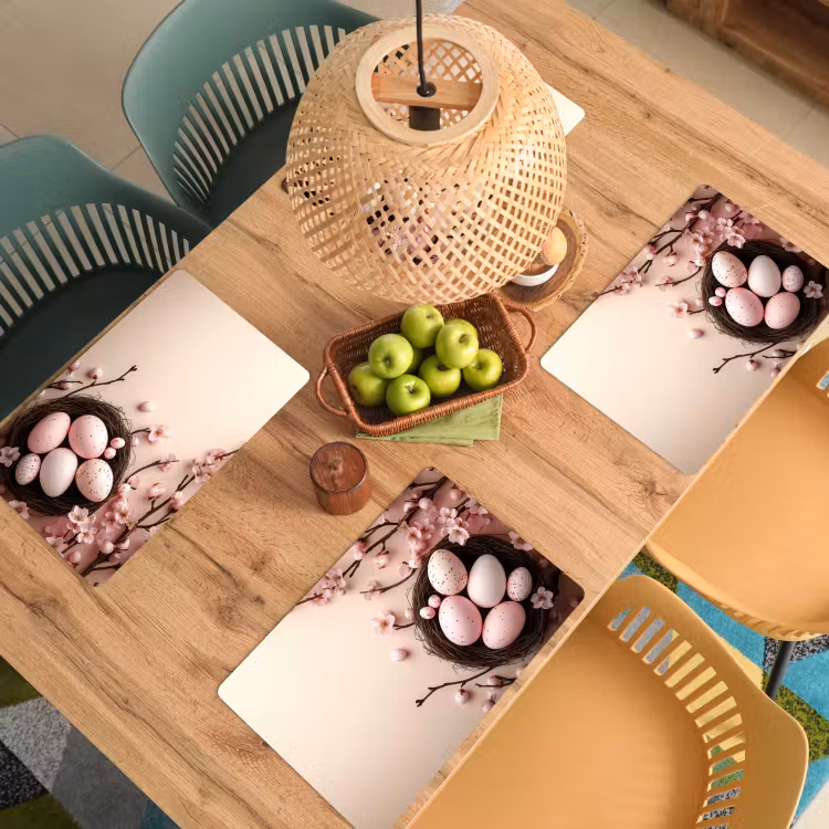 Placemat - 6 stuks - Roze - Bloesems - Eieren — 3