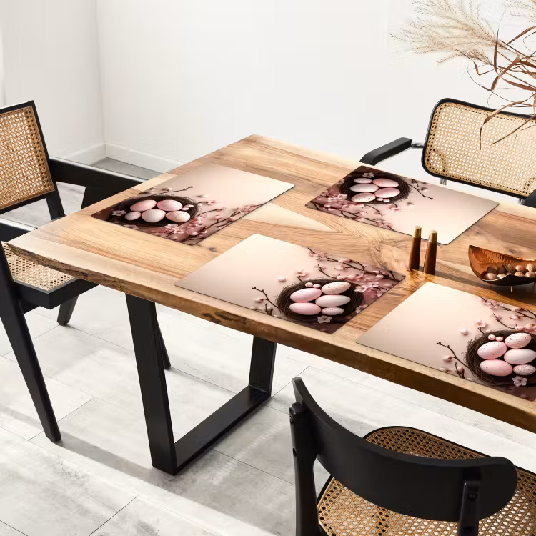 Placemat - 6 stuks - Roze - Bloesems - Eieren — 4