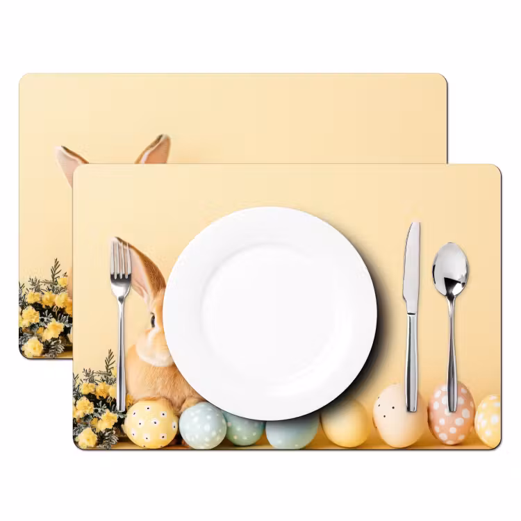 Placemat - 6 stuks - Eieren - Konijn - Pasteltinten — 2