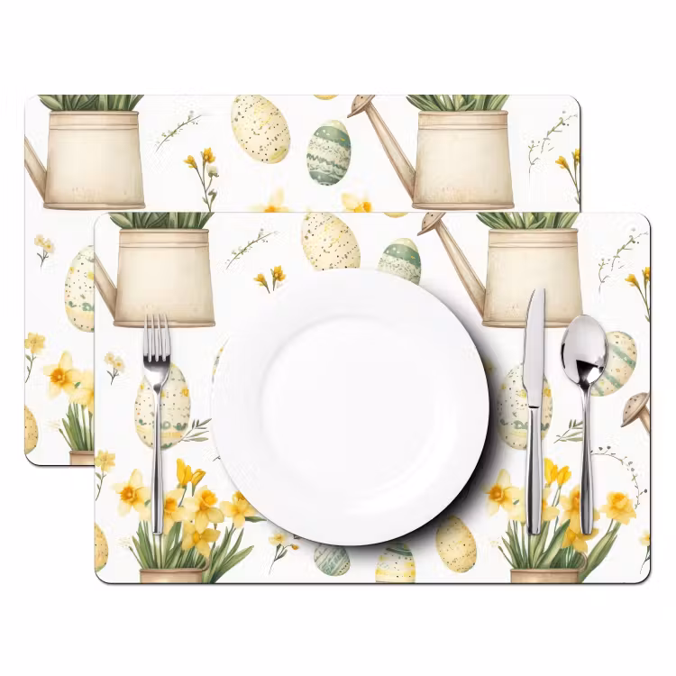 Placemat - 6 stuks - Gieter - Bloemen - Eieren — 2