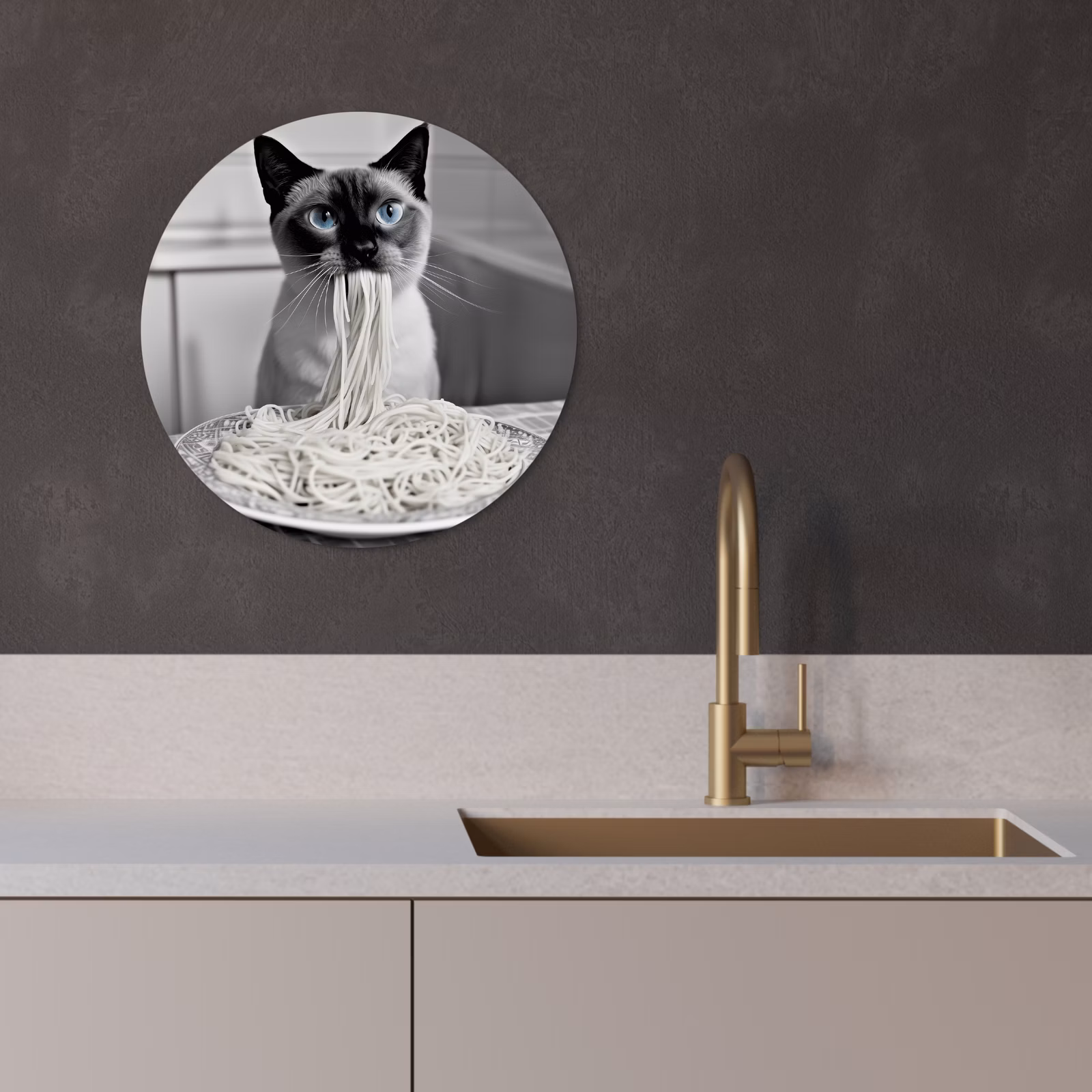Muurcirkel - Kat - Siamees - Zwart Wit - Schattig - Dieren — 1