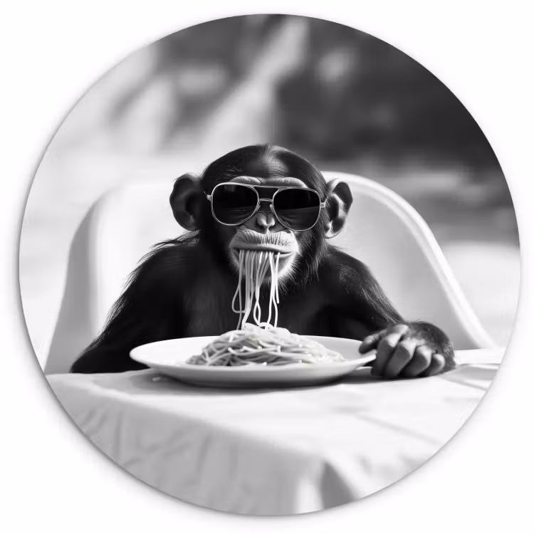 Muurcirkel - Aap - Spaghetti - Zonnebril - Zwart wit - Cool - Dier — 1