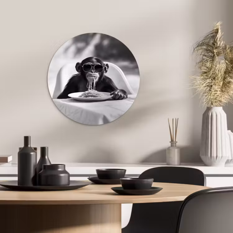 Muurcirkel - Aap - Spaghetti - Zonnebril - Zwart wit - Cool - Dier — 2
