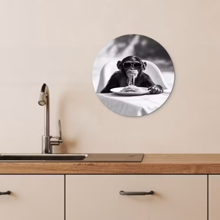 Muurcirkel - Aap - Spaghetti - Zonnebril - Zwart wit - Cool - Dier — 3