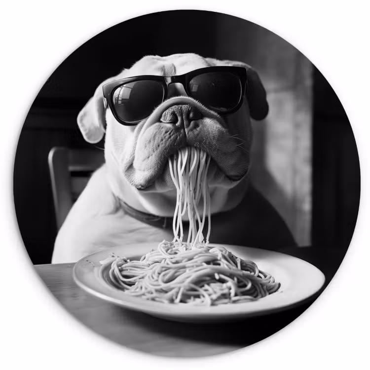 Muurcirkel - Hond - Bulldog - Pasta - Bril - Stoer - Dieren — 1