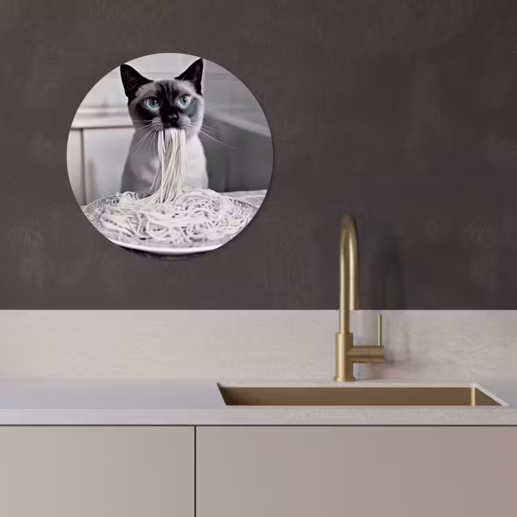 Muurcirkel - Kat - Siamees - Zwart Wit - Schattig - Dieren — 1