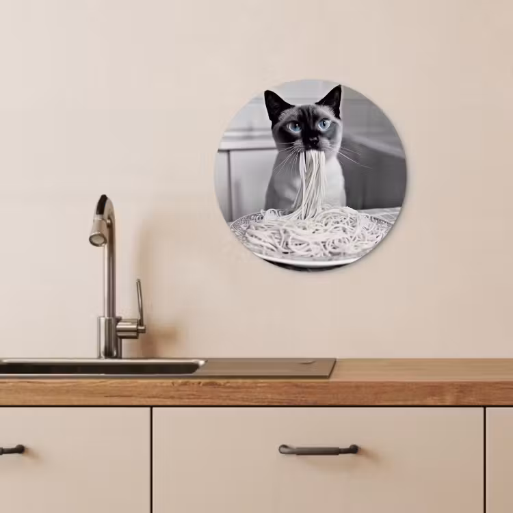 Muurcirkel - Kat - Siamees - Zwart Wit - Schattig - Dieren — 2