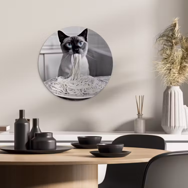 Muurcirkel - Kat - Siamees - Zwart Wit - Schattig - Dieren — 4