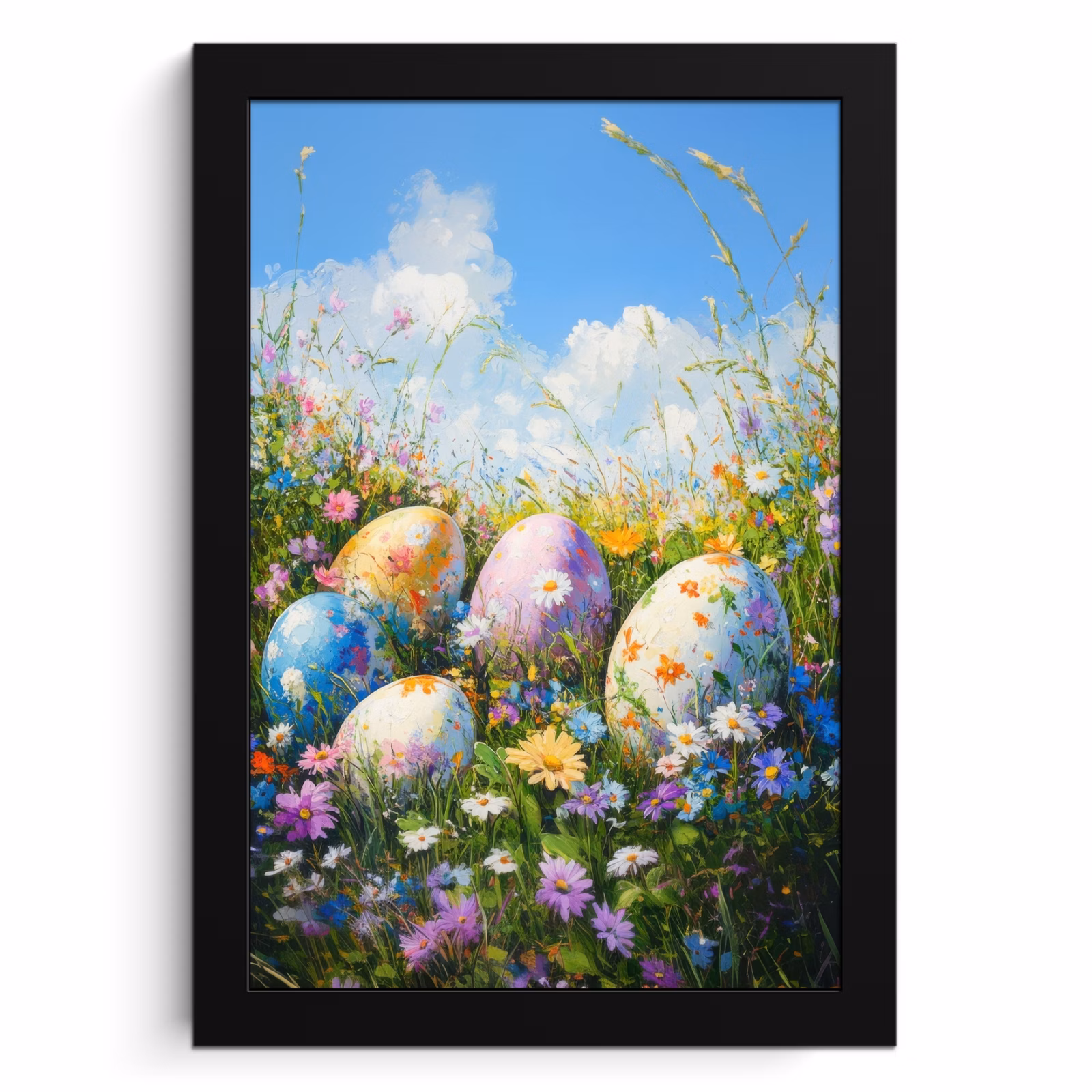 Poster met lijst - Grasveld - Eieren - Bloemen — 1