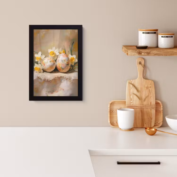 Poster met lijst - Bloemen - Eieren - Geschilderd — 2