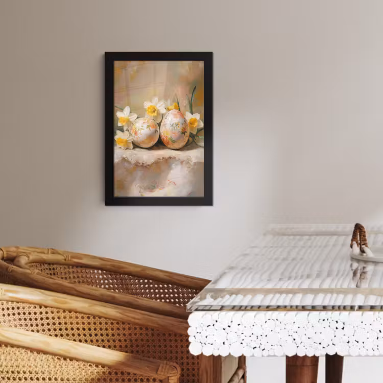 Poster met lijst - Bloemen - Eieren - Geschilderd — 3