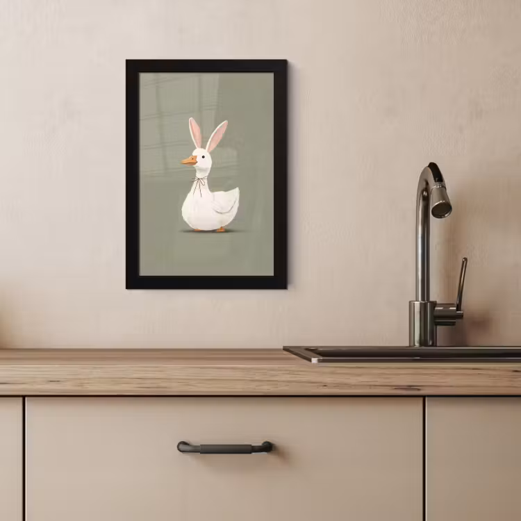 Poster met lijst - Eend - Konijnoren - Grijs — 3