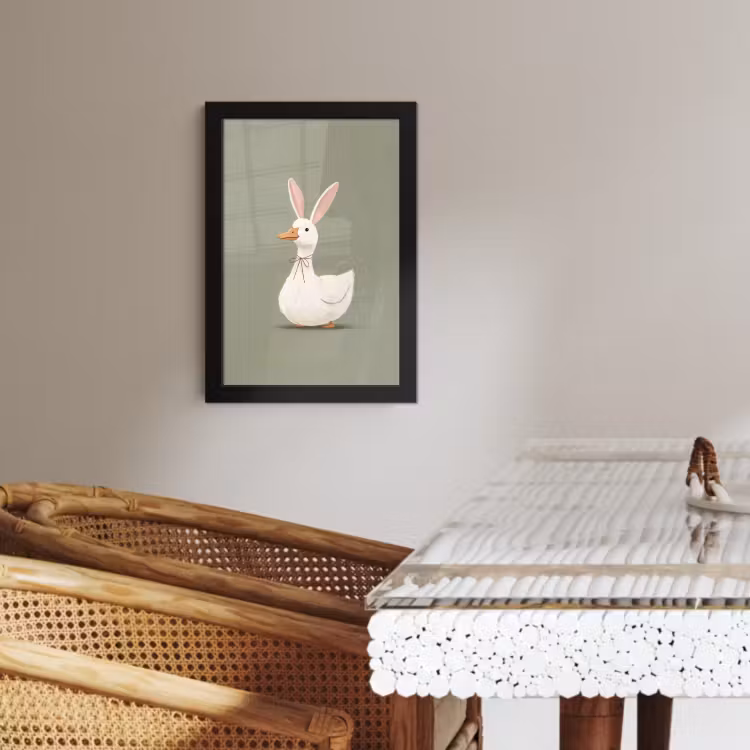 Poster met lijst - Eend - Konijnoren - Grijs — 4
