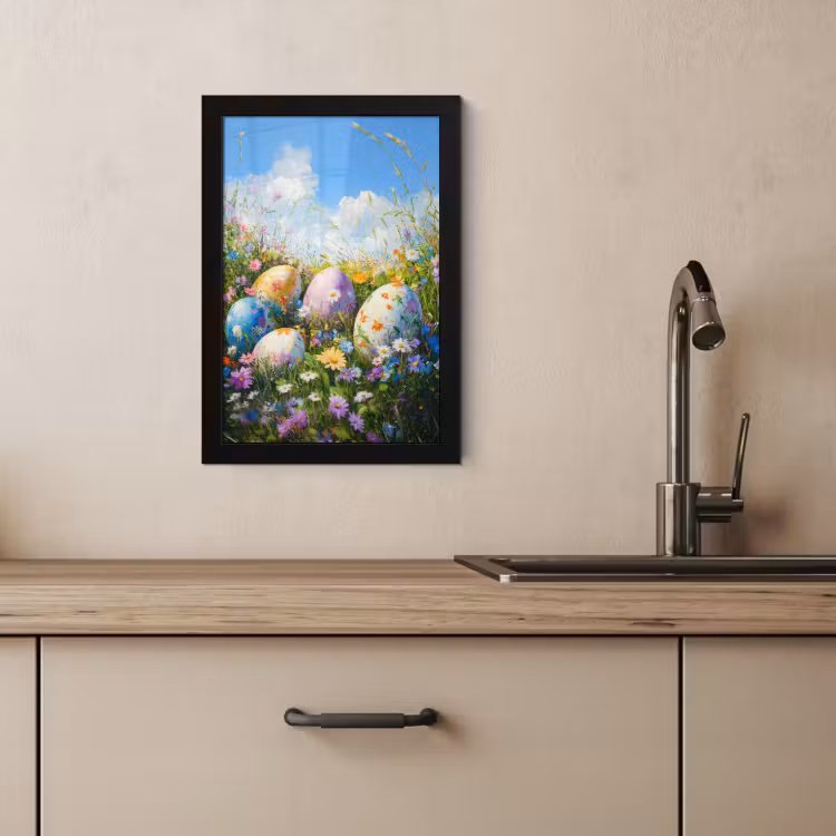 Poster met lijst - Grasveld - Eieren - Bloemen — 3