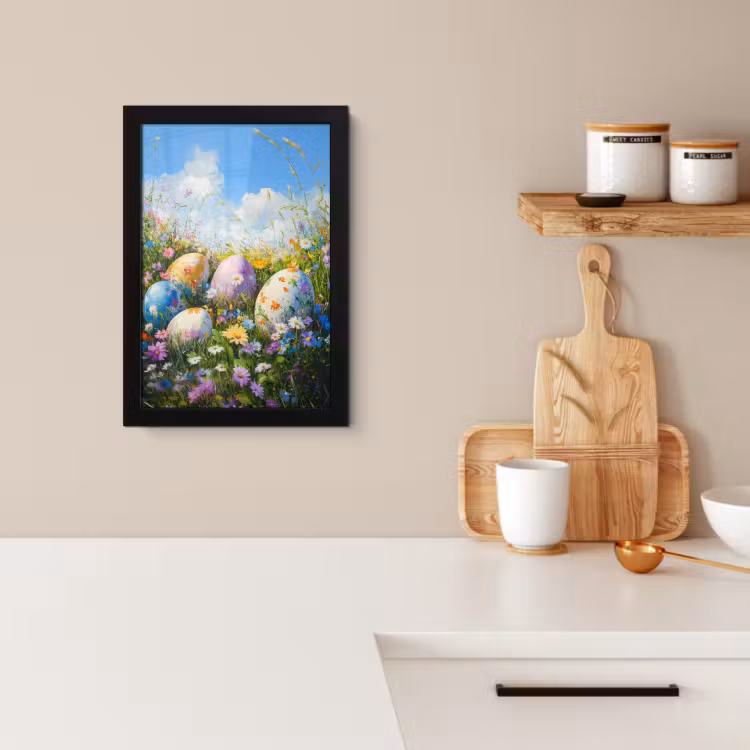 Poster met lijst - Grasveld - Eieren - Bloemen — 4