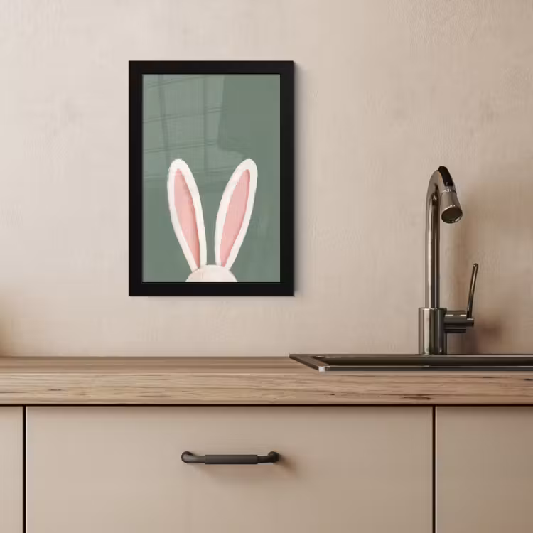 Poster met lijst - Hazen - Oren - Roze — 2