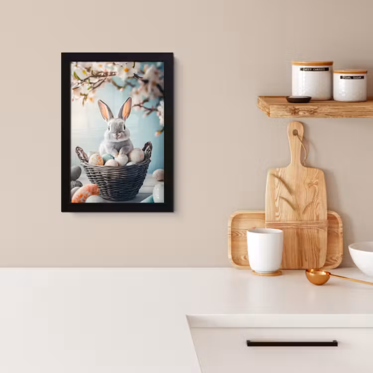 Poster met lijst - Konijn - Eieren - Mand — 4