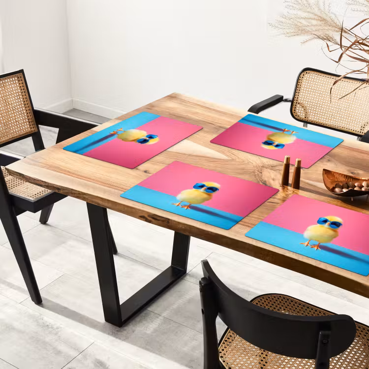 Placemat vinyl - Kuiken - Zonnebril - Blauw — 4