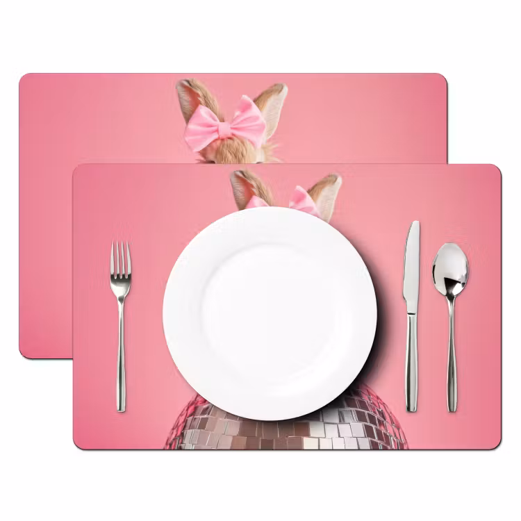 Placemat vinyl - Strik - Discobal - Konijn — 2