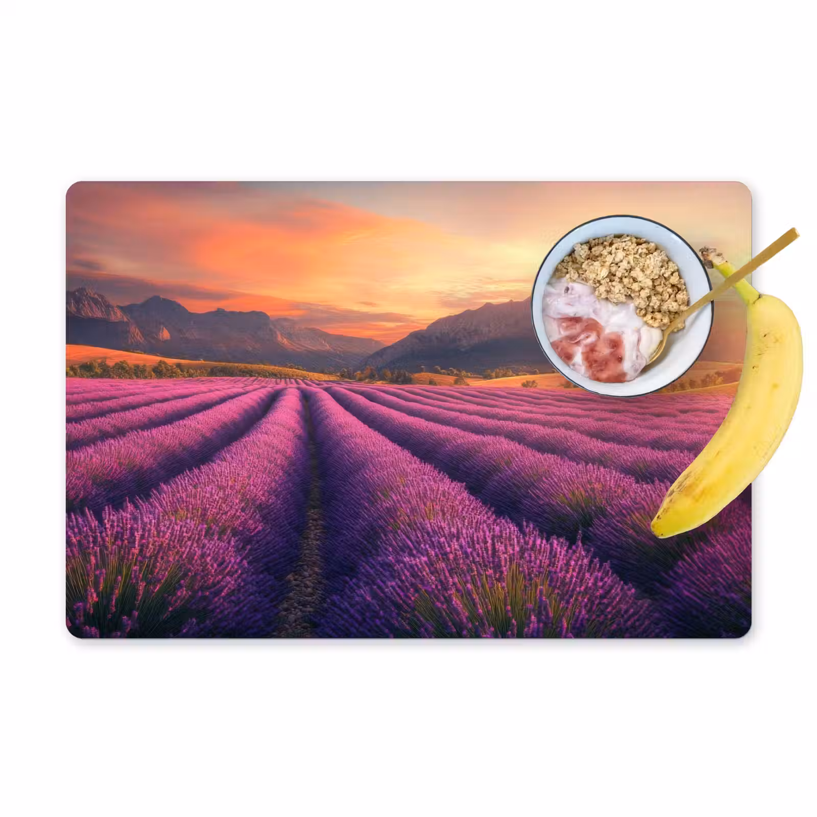 Placemat vinyl - Lavendelveld - Zonsondergang - Paars — 1