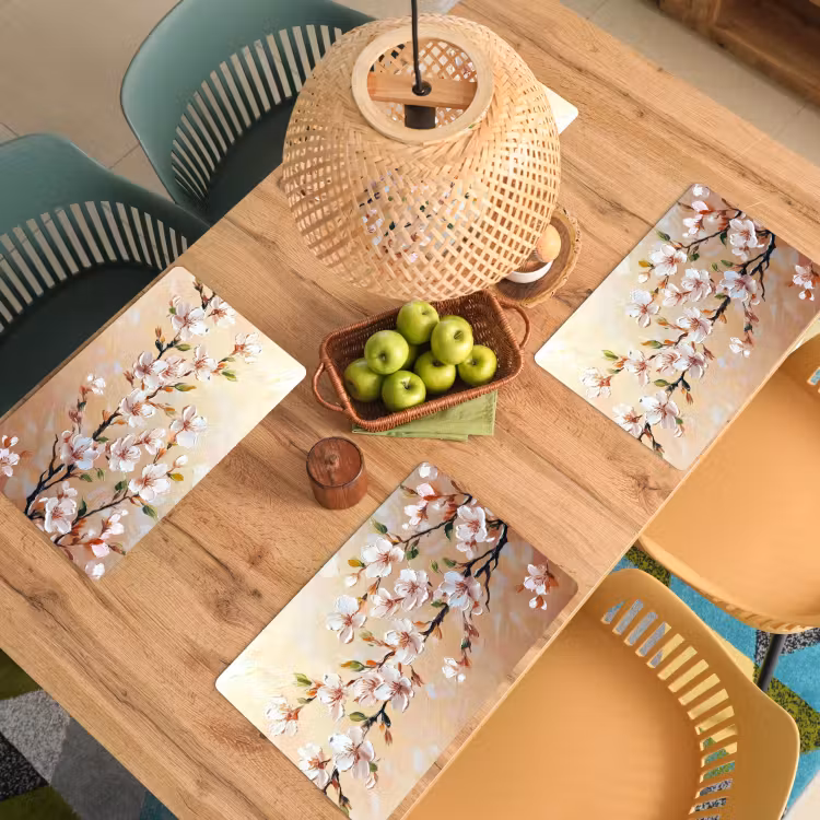 Placemat vinyl - Bloesemtakken - Schilderachtig - Roze — 3