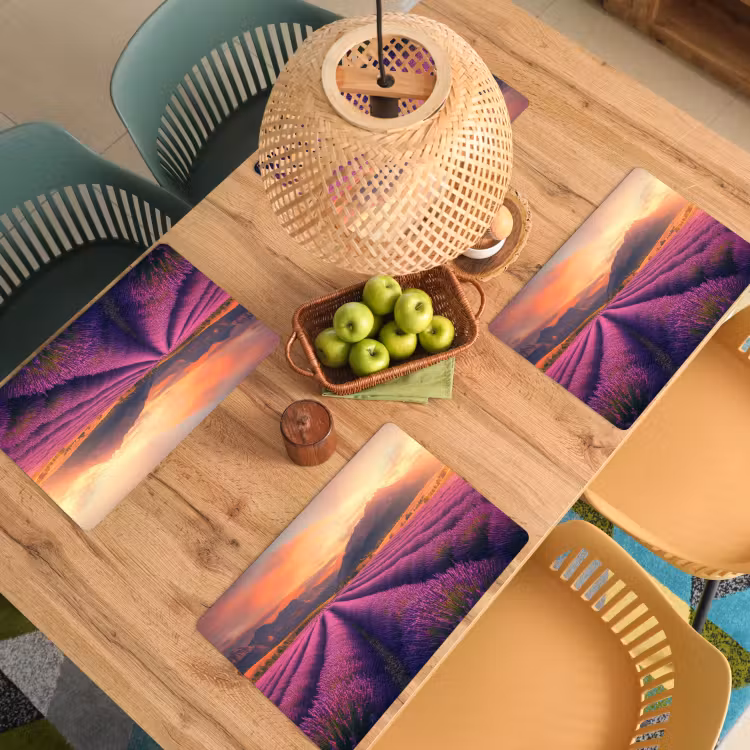 Placemat vinyl - Lavendelveld - Zonsondergang - Paars — 3