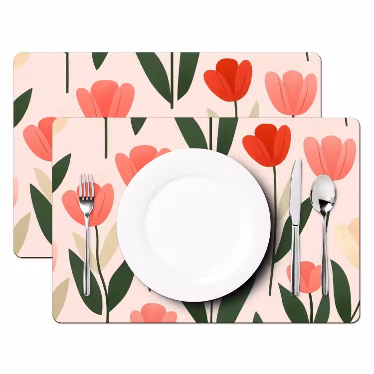 Placemat vinyl - Tulpen - Modern - Roze — 2