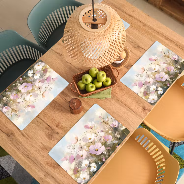 Placemat vinyl - Bloemenveld - Lichte tinten - Geschilderd — 3
