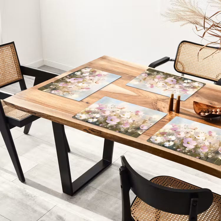 Placemat vinyl - Bloemenveld - Lichte tinten - Geschilderd — 4