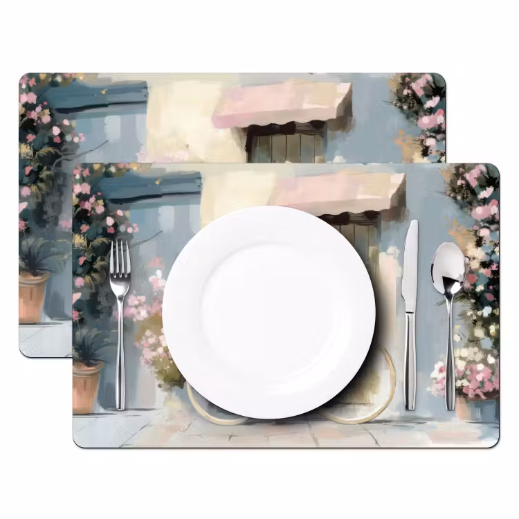 Placemat vinyl - Fiets - Pastelkleuren - Bloemen — 2