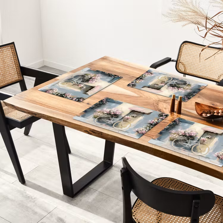 Placemat vinyl - Fiets - Pastelkleuren - Bloemen — 4