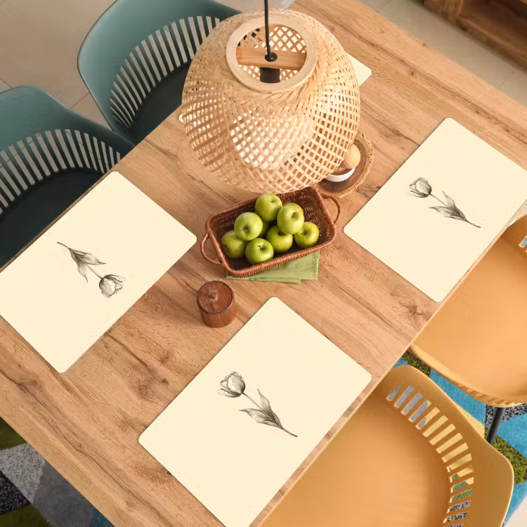 Placemat vinyl - Illustratie - Tulp - Zwart — 3