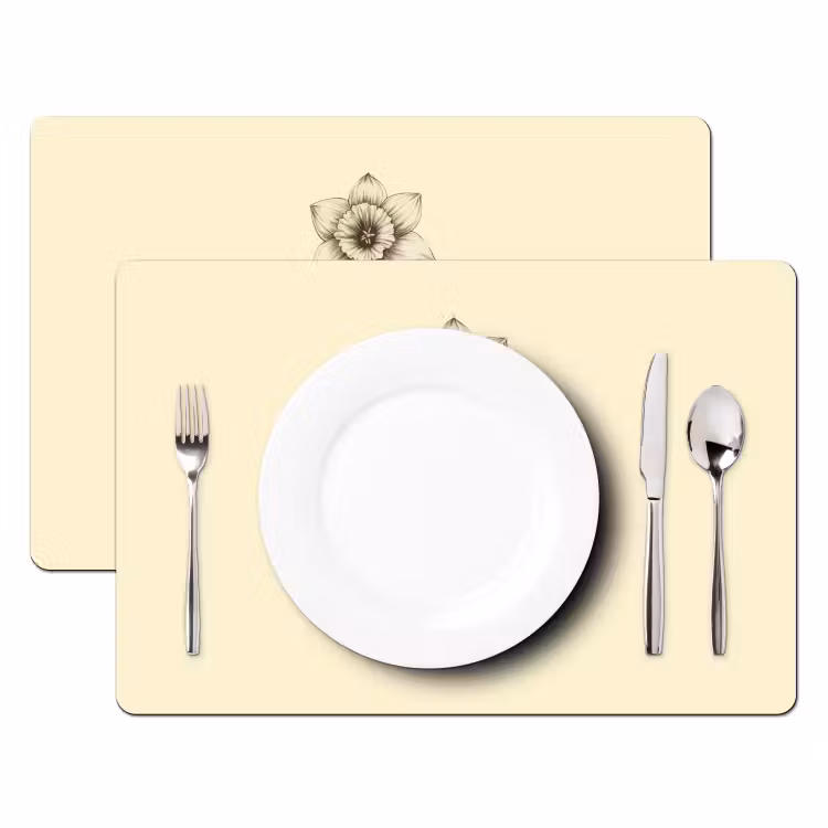 Placemat vinyl - Zwart - Narcis - Illustratie — 2
