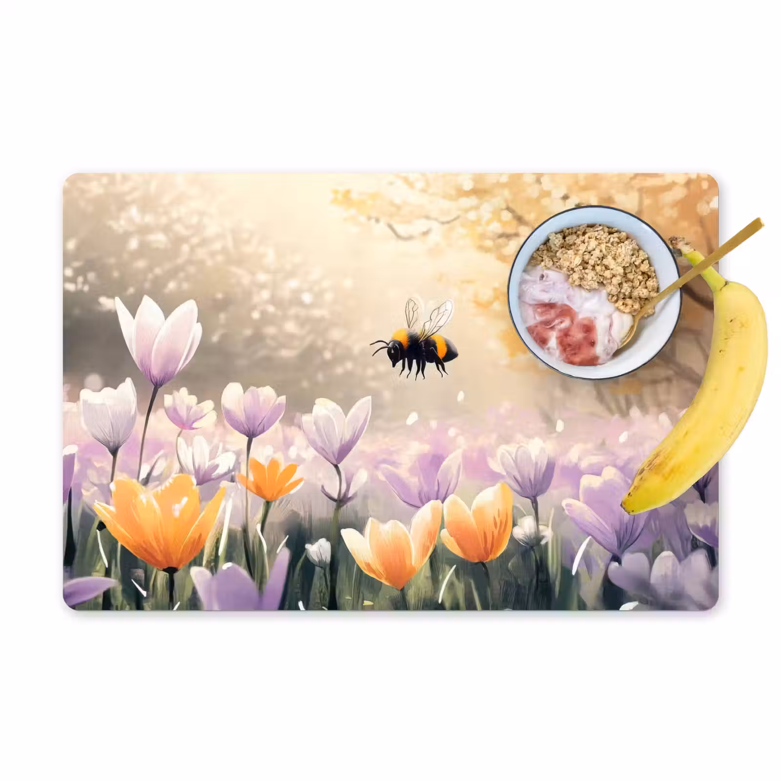 Placemat vinyl - Viooltjes - bij - Zonlicht — 1