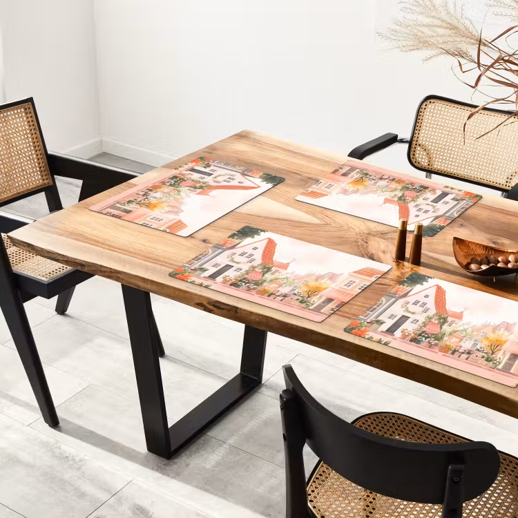 Placemat vinyl - Bloemen - Huizen - Dorp — 4
