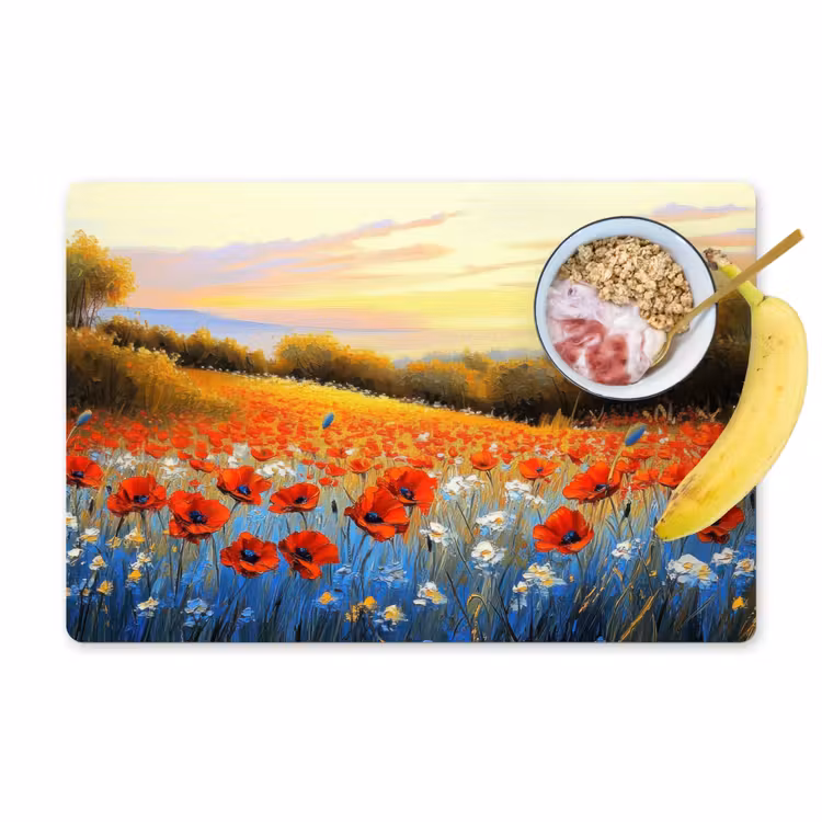 Placemat vinyl - Klaproos - Bloemenveld - Kleurrijk — 1