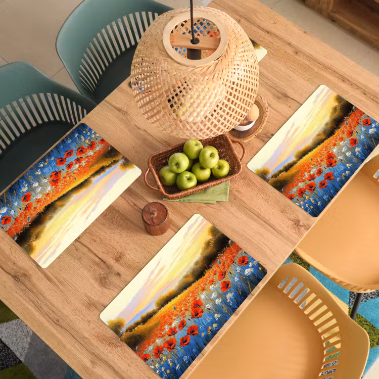 Placemat vinyl - Klaproos - Bloemenveld - Kleurrijk — 3