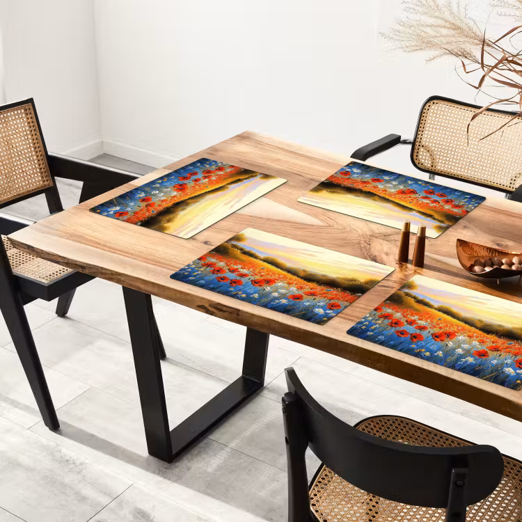 Placemat vinyl - Klaproos - Bloemenveld - Kleurrijk — 4