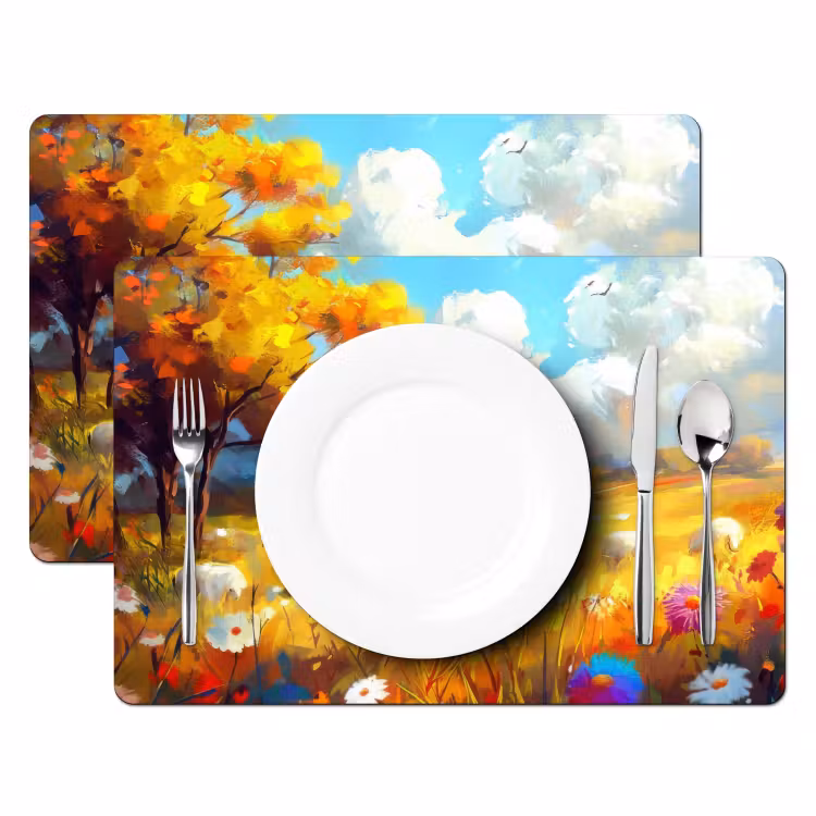 Placemat vinyl - Schaap - Weide - Bloemen — 2