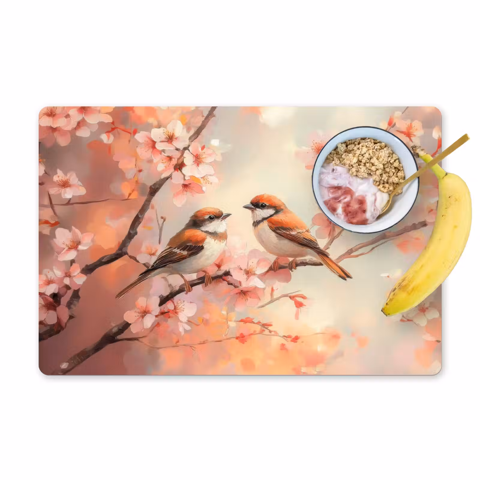 Placemat vinyl - Vogels - Romantic - Bloesemtak — 1