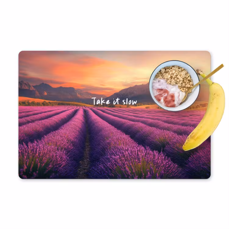 Placemat vinyl - Lavendelveld - Quote - Zonsondergang — 1