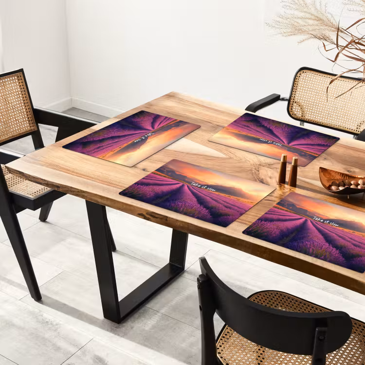 Placemat vinyl - Lavendelveld - Quote - Zonsondergang — 4