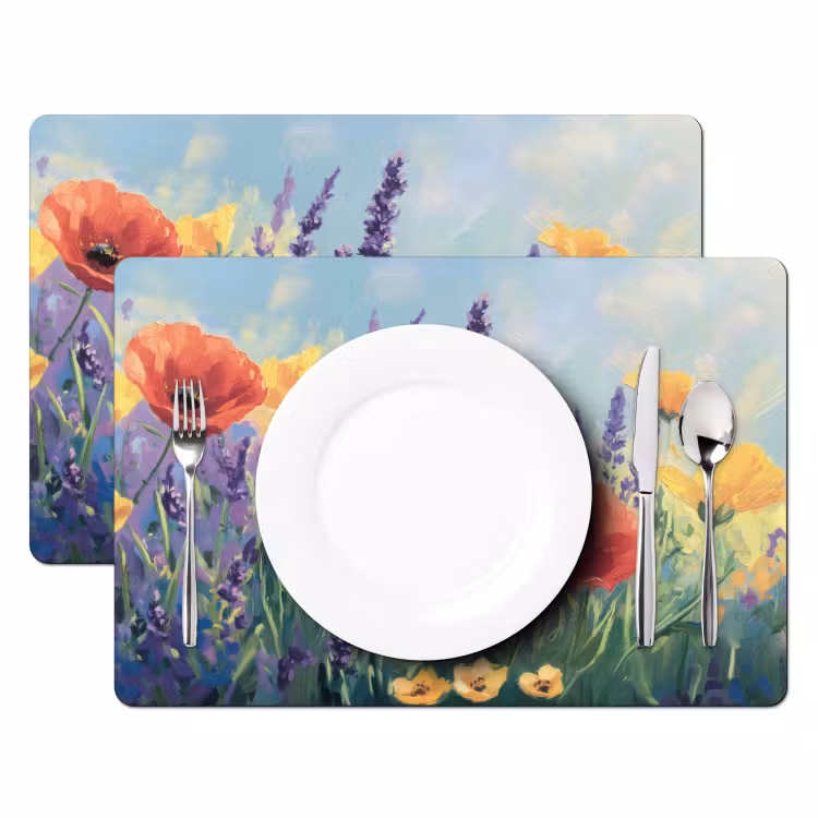 Placemat vinyl - Weide - Bloemen - Kleurrijk — 2