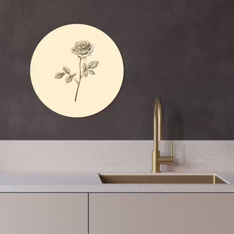 Muurcirkel - Illustratie - Zwart - Roos — 3