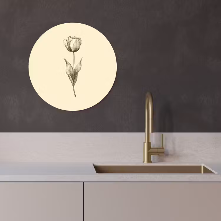 Muurcirkel - Illustratie - Tulp - Zwart — 2