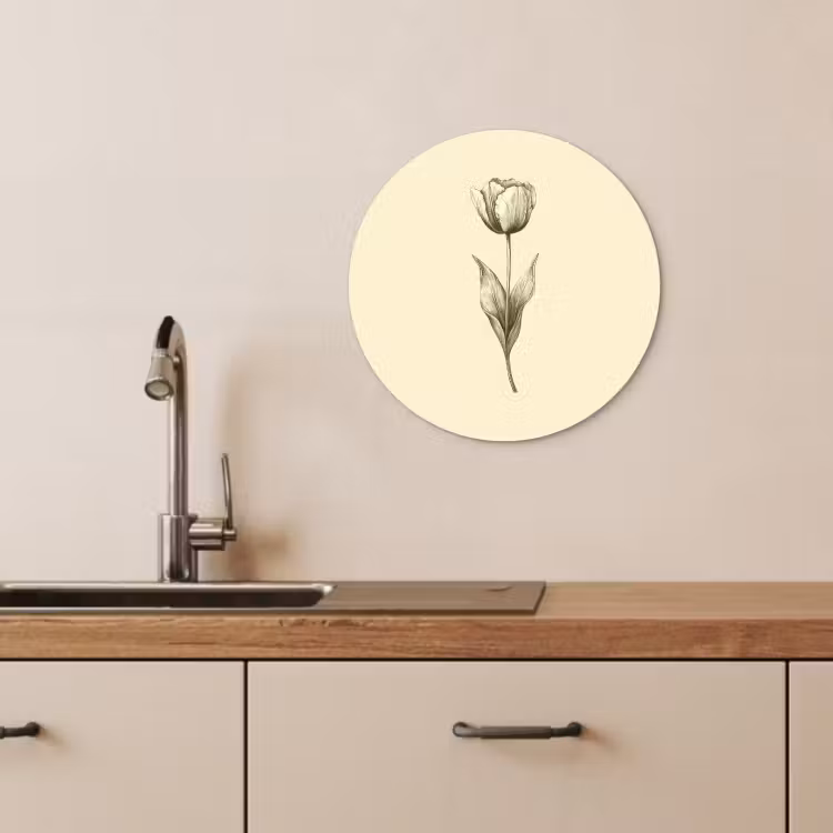 Muurcirkel - Illustratie - Tulp - Zwart — 3