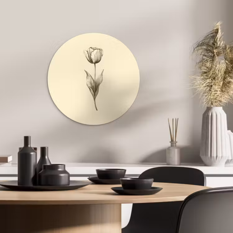 Muurcirkel - Illustratie - Tulp - Zwart — 4