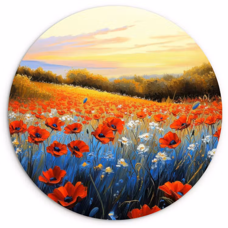 Muurcirkel - Klaproos - Bloemenveld - Kleurrijk — 1