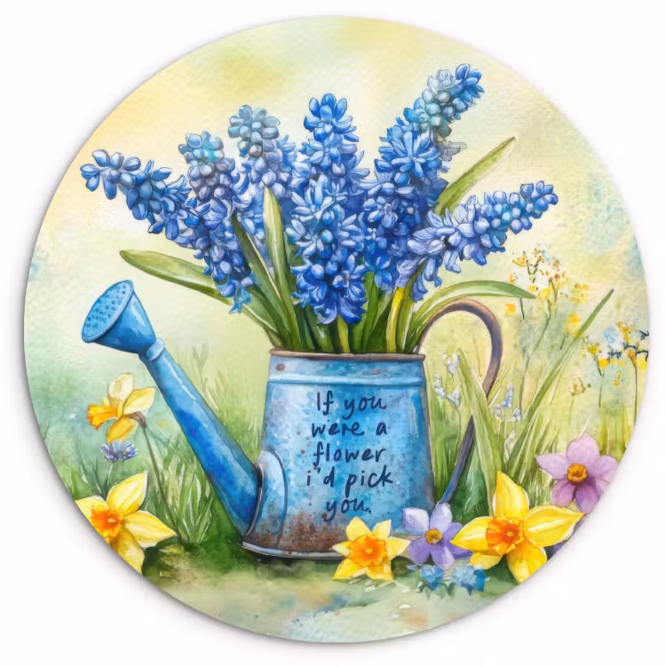 Muurcirkel - Lavendelbloemen - Quote - Gieter — 2