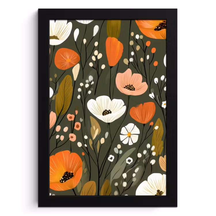 Poster met lijst - Bloemen - Illustratie - Groen — 1